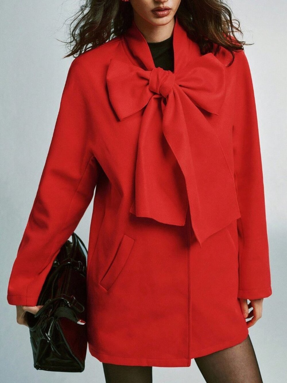 Red Women's Bow detailed Coat